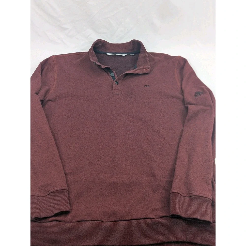 Travis Mathew Sweater Mens 2XL Maroon Heavy Henley Pullover Willow‎ Tree Golf